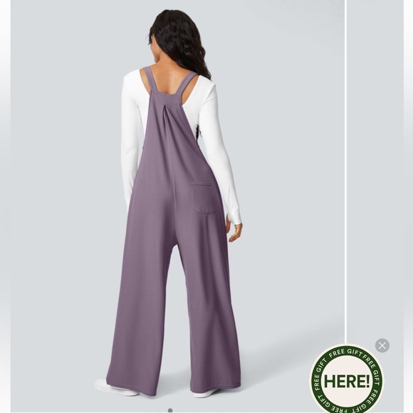 NWT Halara Women Adjustable Button Strap Casual Overalls Purple Jumpsuit Size XS - Picture 2 of 5